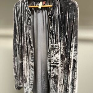 Anthropology  Velvet button down gray shirt